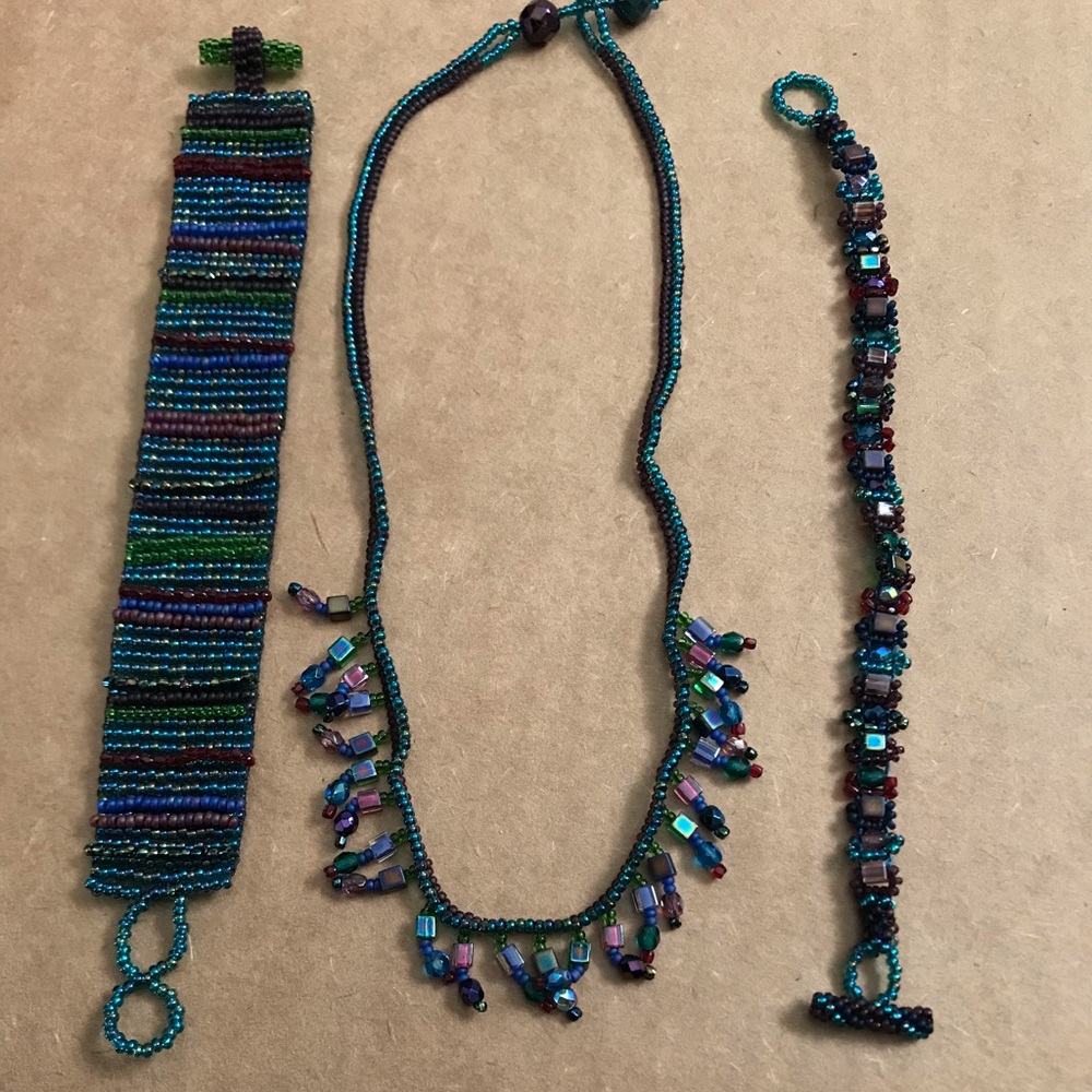 Handmade beaded Guatemalan jewelry set